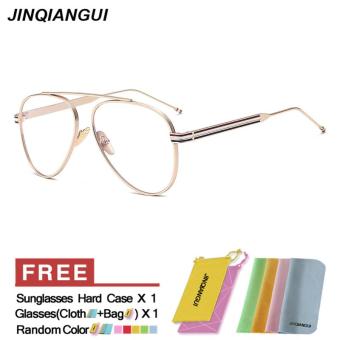 JINQIANGUI Fashion Mens Glasses Frame Pilot Glasses Gold Frame Glasses Titanium Frames Plain for Myopia Men Eyeglasses Optical Frame Glasses - intl