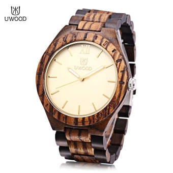 MiniCar UWOOD UW - 1001 Male Wooden Quartz Watch Luminous Pointer Daily Water Resistance Wristwatch Brown(Color:Brown) - intl