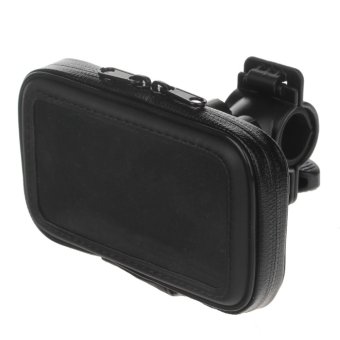 M01 360 Degree Rotation Bracket w/ PU Leather Waterproof Bag for Iphone 4 - Black