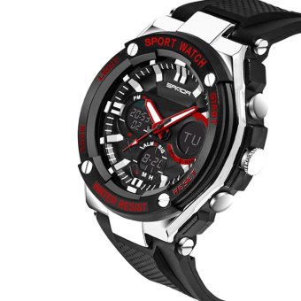 Luxury Dual Movt Men Quartz Watch Analog Digital LED Sport Armbanduhr Montre-bracelet Wristwatch - intl