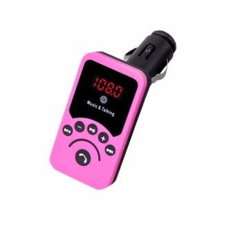 LaCarLa 701E Bluetooth Car Kit FM Transmitter MP3 Player Car Charger Hands-free Call Support USB Flash Drive TF Card - Pink