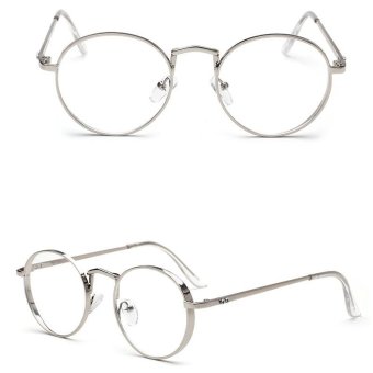 JINQIANGUI Glasses Frame Men Round Retro Titanium Eyewear Silver Color Spectacle Frames for Nearsighted Glasses - intl