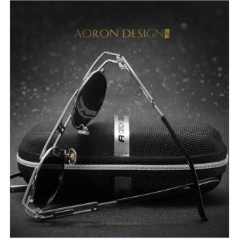 AORON Brand Unique Design Polarized Sunglasses Men's Round Glasses Women Gothic Anti-UV Sunglasses (Silver Frame+Black Lens) [Buy 1 Get 1 Freebie] - intl