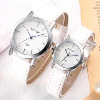 CE set of two new fashion Korean version of the brand watches female students quartz watch men's belt leisure couple on the table leisure students quartz watches fashion watches couple pairs of round dial White strap White dial - intl