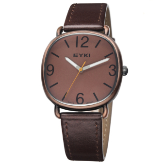 Eyki Fashion Brand Quartz Male Watch Big Digit Leather Strap Watches (Brown)