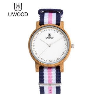 Allwin UWOOD-1004 Couple Lovers Man Woman Quartz Watch Woven NylonBand Wristwatch - intl
