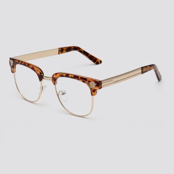 JINQIANGUI Fashion Mens Glasses Frame Half Frame Glasses Leopard Frame Glasses Plastic Frames Plain for Myopia Men Eyeglasses Optical Frame Glasses - intl