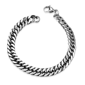 360DSC LEKANI GOMAYA 7mm Simple Charm Stainless Steel Curb Link Chain Bracelet Men Fashion Jewelry (Intl)
