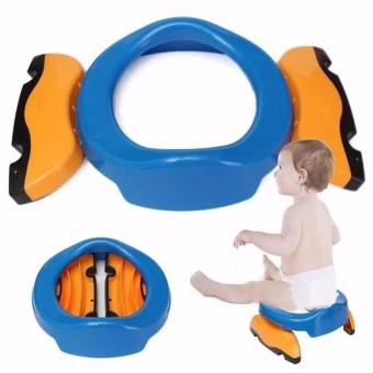 Baby Infant Chamber Pots Foldaway Portable Toilet Training Seat Potty Ring Travel Toilet Blue