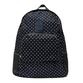 WeekEight Tas Travel Ransel Korean Foldable Backpack V3 Polcadot Dark blue