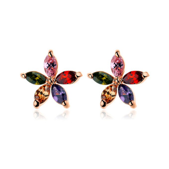 Trendy Jewelry Female Earrings Rose Gold Plated Accessory Crystal Stud Earrings