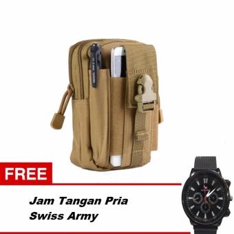 Tas Pinggang Pria Army Tactic Molle Waist Small Bag Military - Army Green + Gratis Jam Tangan Pria Swiss Army