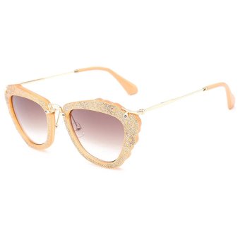 Retro Butterfly Women Sunglasses Original Brand Designer Vintage Mirror Cat Eye Sun Glasses UV400 Lens Points CC1104-04 (Orange)