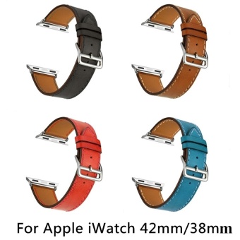 Luxury Leather Watch Band Retro Wrist Strap For Apple Watch Iwatch 38mm 42mm - intl