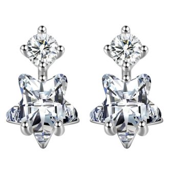 Cubic Zirconia Earrings for Women Pure 925 Sterling Silver Earrings Stud Charm Star Style - intl