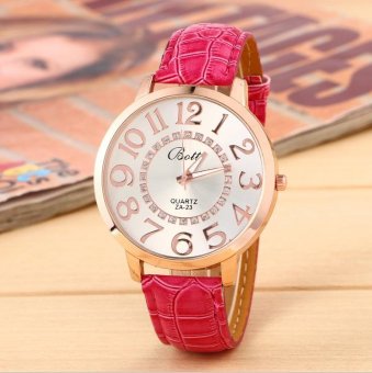 CE female fashion quartz watch color colorful vitality and content ladies watches selling single product round dial rose red watch white dial - intl