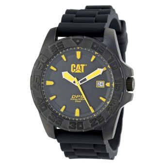 CAT WATCHES Men's PN16121124 DPS Date Black and Yellow Analog Dial Black Rubber Strap Watch (Intl)