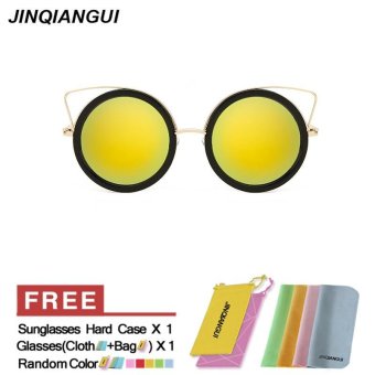 JINQIANGUI Sunglasses Women Cat Eye Retro Titanium Frame Sun Glasses Gold Color Eyewear Brand Designer UV400 - intl