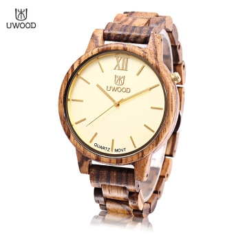 MiniCar UWOOD UW - 1002 Male Quartz Watch Wooden Case Slender Band Daily Water Resistance Wristwatch Brown(Color:Brown) - intl