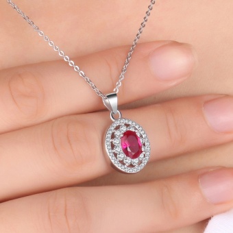 Danki Ruby Pendant Female 925 Sterling Silver Box Chain Necklace Gemstone Gift