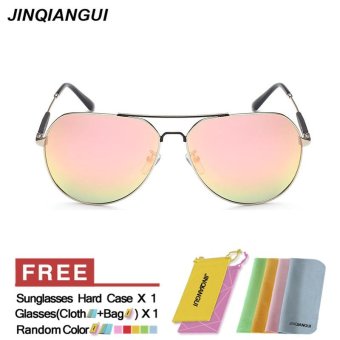 JINQIANGUI Sunglasses Men Polarized Pilot Titanium Frame Sun Glasses Pink Color Eyewear Brand Designer UV400 - intl