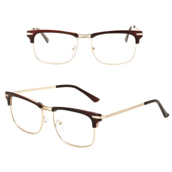 JINQIANGUI Fashion Glsses Frame Rectangle Glasses Brown Frame Glasses Plastic Frames Plain for Myopia Women Eyeglasses Optical Frame Glasses - intl