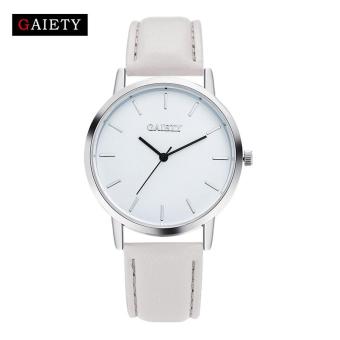 Bessky Women Fashion Leather Band Analog Quartz Round Wrist Watch Watches Grey Free shipping - intl