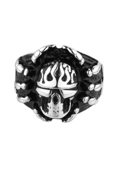 Gomaya Punk Personality Skull Ring (Silver) (Intl)