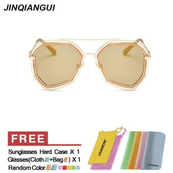 JINQIANGUI Sunglasses Men Irregular Titanium Frame Sun Glasses Gold Color Eyewear Brand Designer UV400 - intl