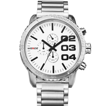 WEIDE WH-3310 Men's Fashion Stainless Steel Band 3ATM Waterproof Quartz Watch - White (Intl)