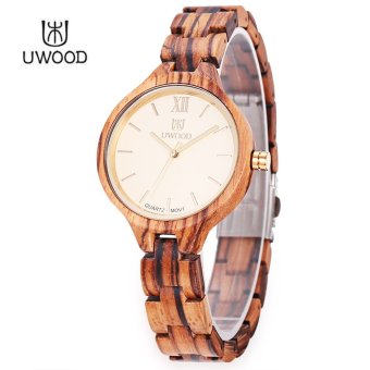 UWOOD UW - 1002 Female Wooden Quartz Watch Daily Water Resistance Nail Shape Scale Wristwatch - intl