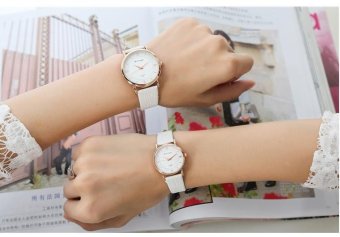 CE set of two high-end casual table brand belt quartz watch men's watches female models couple watches a pair of waterproof watches fashion single product watch selling single product round dial White strap white dial - intl