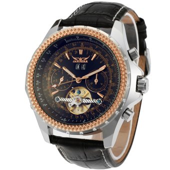 JARGAR Calendar Men'S Dress Fashion Steampunk Black Watchbands Tourbillon Automatic Self-Wind Watch(Black)