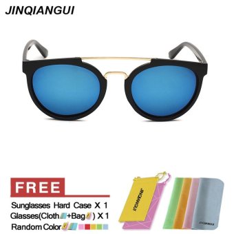 JINQIANGUI Sunglasses Women Oval Plastic Frame Sun Glasses Blue Color Eyewear Brand Designer UV400 - intl