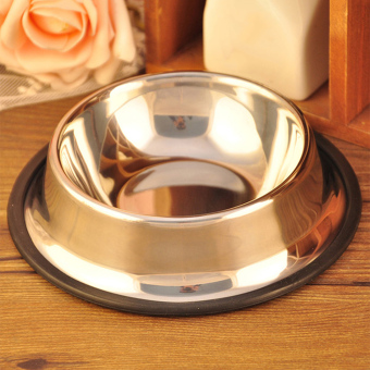 360DSC Stainless Steel Pet Dog Cat Puppy Food Water Single Bowl Non-slip Feeding Dish Container - Silver - Intl
