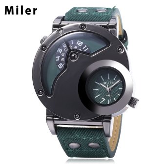 SH Miler A8305 Men Quartz Watch Punk PU Band Unique Sub-dials Outdoor Sports Wristwatch Green - intl