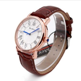 CE new embossed Roman scale watch men's watches blue light pointer Europe and the United States selling fashion single product watch selling single product round dial brown strap white dial - intl