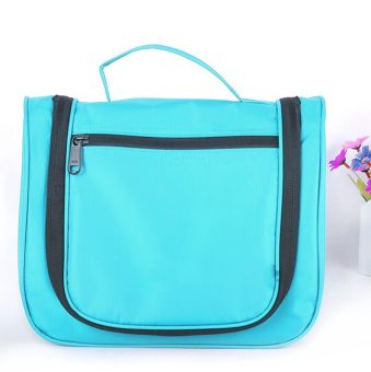 Whyus Outdoor Travel Oxford Waterproof Zipper Cosmetic Washing Makeup Bag Organizer - Blue