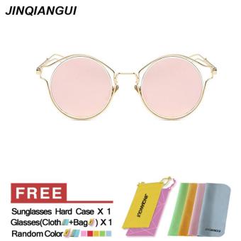 JINQIANGUI Sunglasses Women Round Retro Titanium Frame Sun Glasses Pink Color Eyewear Brand Designer UV400 - intl