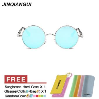 JINQIANGUI Sunglasses Women Round Retro Titanium Frame Sun Glasses BlueSilver Color Eyewear Brand Designer UV400 - intl