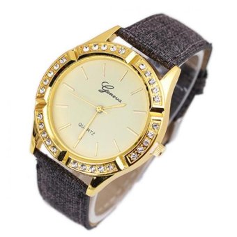 Coconie Geneva Women Diamond Analog Leather Quartz Wrist Watch Watches Black Free Shipping