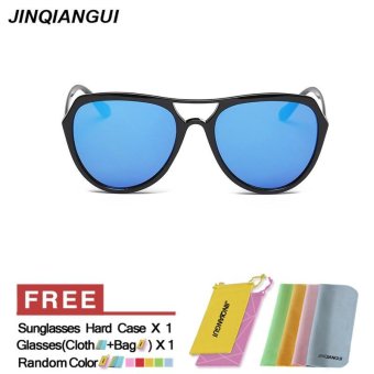 JINQIANGUI Sunglasses Women Oval Plastic Frame Sun Glasses Blue Color Eyewear Brand Designer UV400 - intl