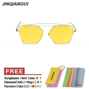 JINQIANGUI Sunglasses Men Polarized Irregular Titanium Frame Sun Glasses Gold Color Eyewear Brand Designer UV400 - intl