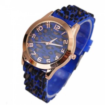 Coconie Unisex Geneva Leopard Silicone Jelly Gel Quartz Analog Wrist Watch Blue Free Shipping