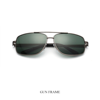 Men's Eyewear Polarized Sunglasses Men Oversized Sun Glasses Green Lenses Gun Frame Color Brand Design