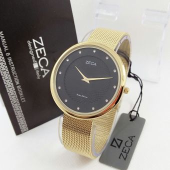 Zeca - Jam Tangan Wanita - Stainless Steel - Zeca ZC1001 Black Gold