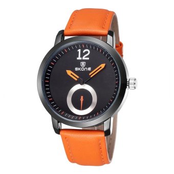 360DSC New Unique Dial Lovers Watch Women's Quartz Movement PU Leather Band Wrist Watch 5015 - Orange - intl