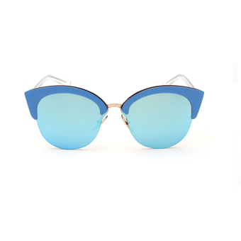 Sunglasses Women Mirror Oval Glasses Blue Color Brand Design (Intl)