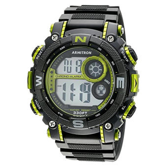 Armitron Men's 40/8284LGN Lime Green Accented Digital Chronograph Black Resin Strap Watch (Intl)