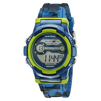 Armitron Sport Unisex 45/7064CBL Lime Green Accented Digital Chronograph Blue Camouflage Resin Strap Watch (Intl)
